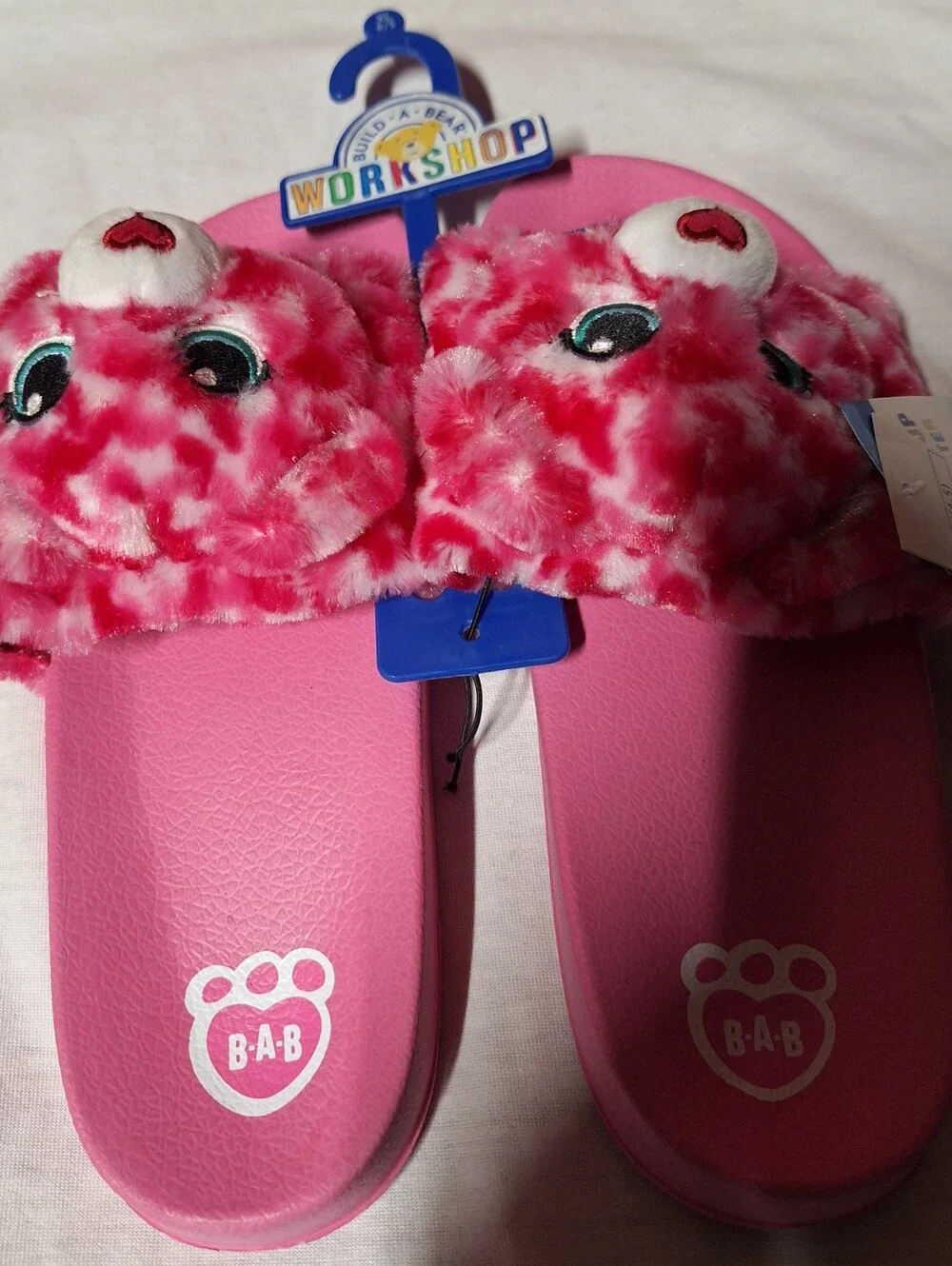 Build-A-Bear Hot Pink Plush Bear Slide Sandals